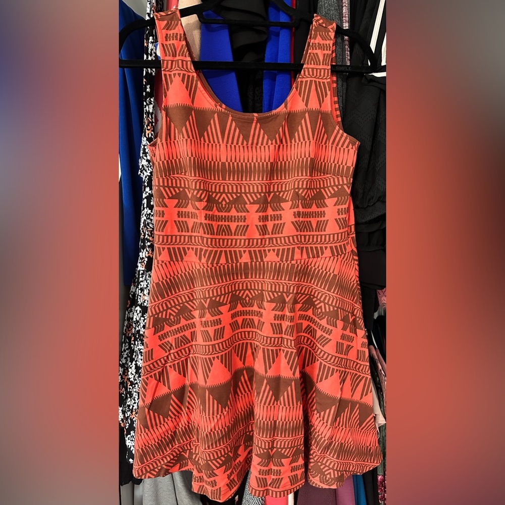 Orange and brown a-line dress